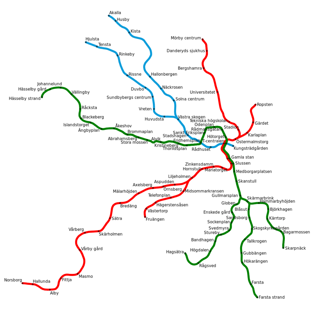 Stockholm Metro Map - Tunnelbana Karta